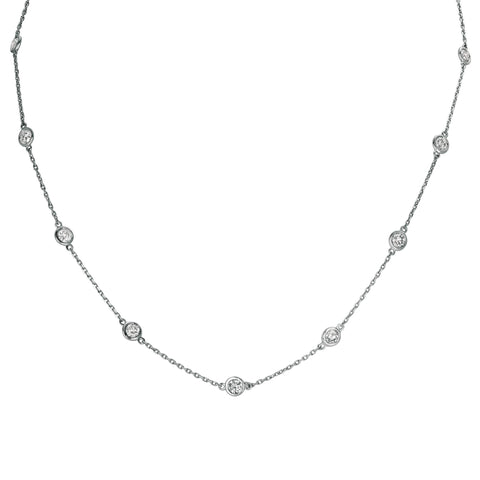 14K White Gold 14 Section 18" Diamond Chain Necklace N4964W20-8