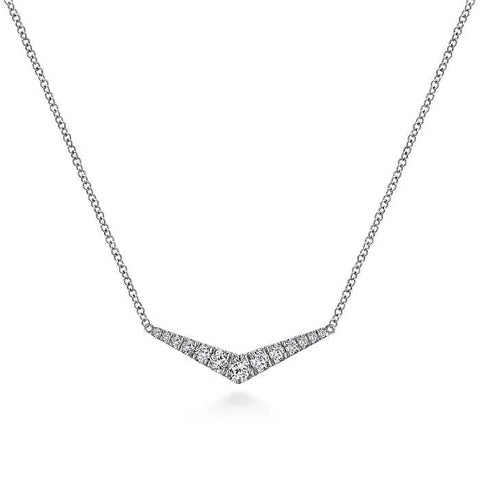 Gabriel & Co. 14K White Gold Curved Diamond Bar Necklace NK5568W45JJ