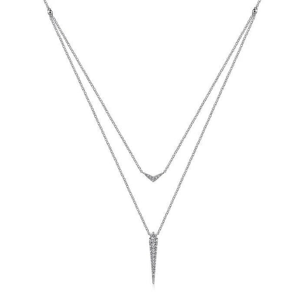 Gabriel & Co. Layered Pave Diamond Bar and Spike Pendant Necklace NK6009W45JJ