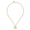 Gabriel & Co. 14K Yellow Gold Textured Diamond Medallion Hollow Chain Necklace NK6841-18Y45JJ