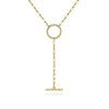 Gabriel & Co. 14K Yellow Gold Bujukan Circle and Bar Y-Knot Necklace with Hollow Paperclip Chain NK7126Y4JJJ
