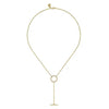 Gabriel & Co. 14K Yellow Gold Bujukan Circle and Bar Y-Knot Necklace with Hollow Paperclip Chain NK7126Y4JJJ