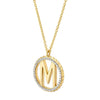 Michael M Tetra Pave 14K Yellow Gold Diamond M Initial Medallion P367