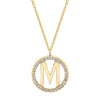 Michael M Tetra Pave 14K Yellow Gold Diamond M Initial Medallion P367