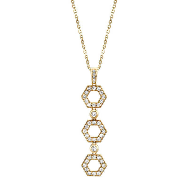 Michael M 14K Yellow Gold Pave Hex Infinity Pendant P506