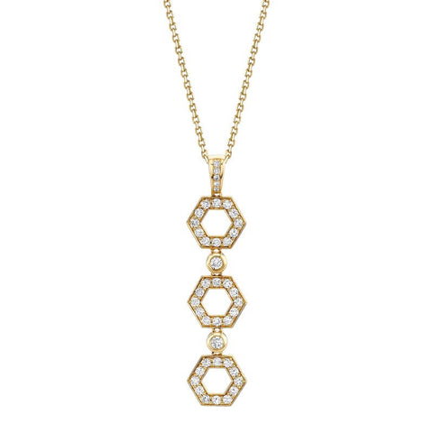 Michael M 14K Yellow Gold Pave Hex Infinity Pendant P506