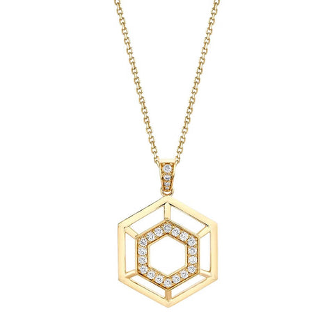 Michael M 14K Yellow Gold Hex Truss Pendant P510