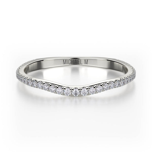 Michael M 18K White Gold Diamond Ladies Wedding Band R440SB