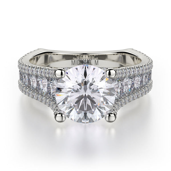 Michael M STRADA 18K White Gold Diamond Engagement Ring R480-2