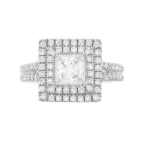 Michael M 18K White Gold Princess Cut Center Diamond Engagement Ring R561-1
