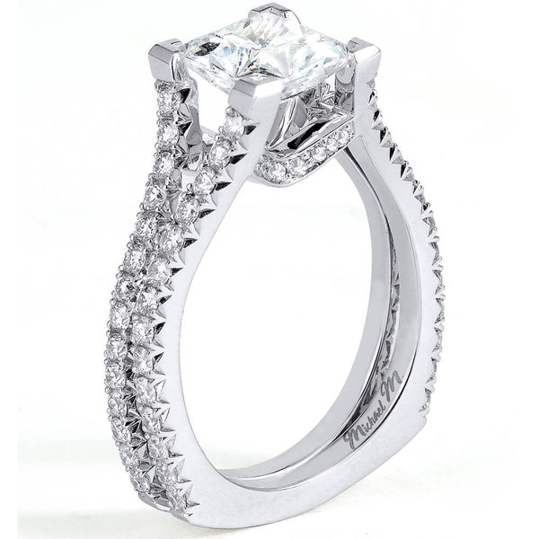 Michael M 18K White Gold Pave Engagement Ring R611-2