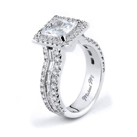 Michael M 18K White Gold Diamond Engagement Ring R621-2