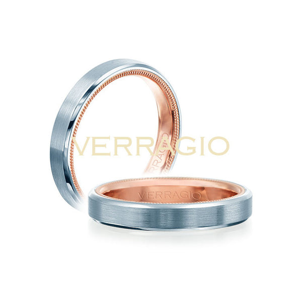 Verragio 14K White & Rose Gold Men's Wedding Band VW-4002