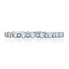 A.JAFFE 14K White Gold Alternating Bezel Set Stackable Diamond Ladies Wedding Band WR1048/63