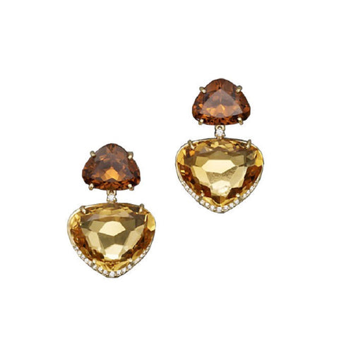 Vianna Brasil 18K Yellow Gold Citrine and Diamond Accents Earrings YA1210CIT.E2