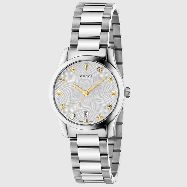 Gucci G-Timeless 27mm Silver Dial Stainless Steel Women's Watch YA126572A