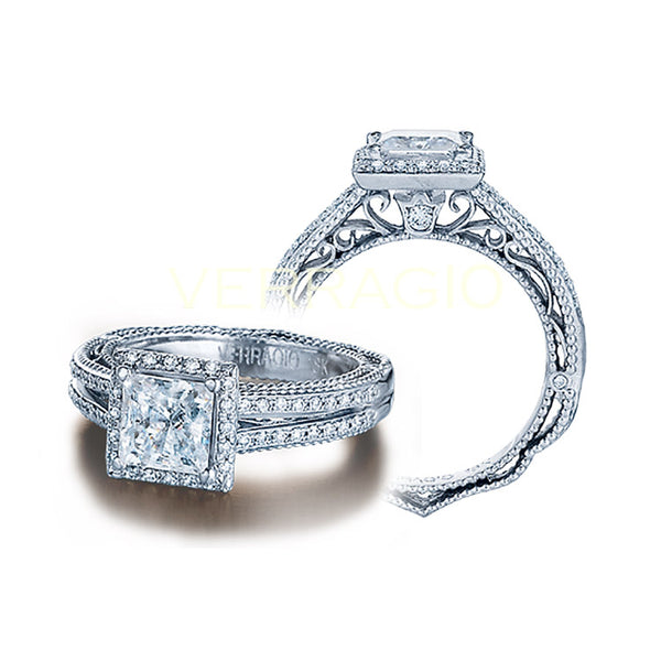 Verragio 18K White Gold Princess Center Diamond Engagement Ring VENETIAN-5007P