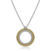 ALOR Grey Chain & Yellow Cable Circle Pendant Necklace with 18kt White Gold & Diamonds 08-55-3028-11