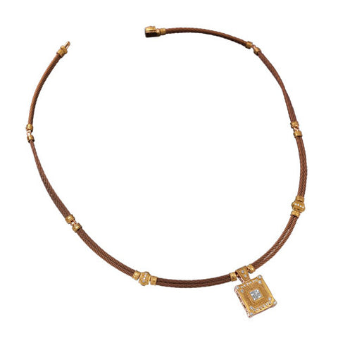 ALOR Petra Gold Chocolate Cable Diamond Necklace 08-55-3155-11