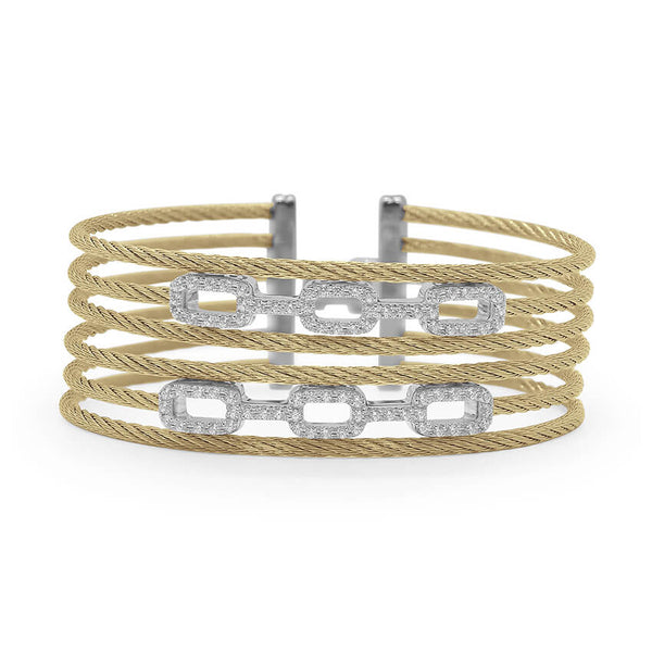 ALOR Yellow Cable Layered Links Bracelet with 18kt White Gold & Diamonds 04-37-6248-11