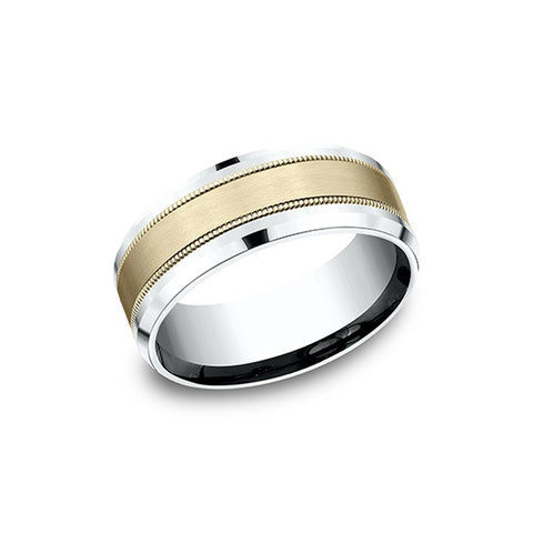 Benchmark Comfort-Fit 14K White & Yellow Gold 8mm Men's Wedding Band CF208013S14KWY