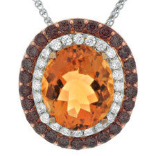 Sandra Biachi 14K Yellow Gold Citrine Diamond Pendant CH1501