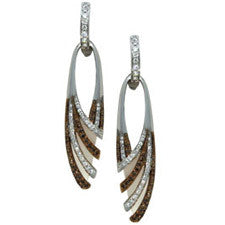 Sandra Biachi 14K White Gold White & Cafe Diamond Earrings CH819