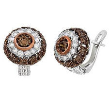 Sandra Biachi 14K White Gold Classic Huggie Cafe Diamond Earrings CH956