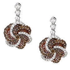 Sandra Biachi 14K White Gold Cafe & White Diamond Earrings CH980A+