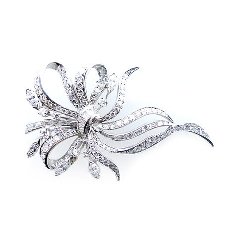 Vintage 14K White Gold Diamond Pin