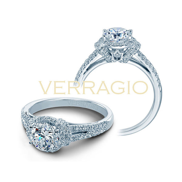 Verragio 18K White Gold Round Center Diamond Engagement Ring COUTURE-0381