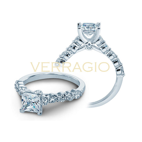 Verragio 18K White Gold Princess Diamond Engagement Ring COUTURE-0410MP