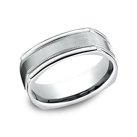 Benchmark Men's 14K White Gold 4 Sided Design Wedding Band EURECF7701S