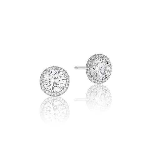 Tacori Bloom 18K White Gold Diamond Stud Earrings FE67065