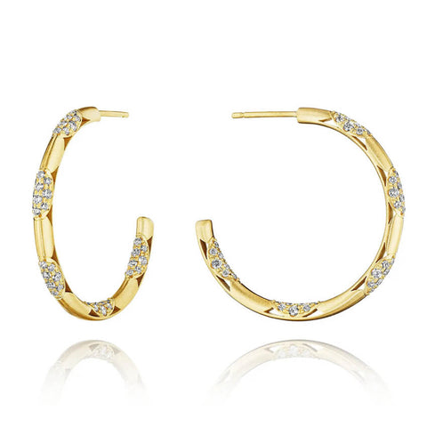 Tacori Crescent Eclipse 18K Yellow Gold Large Hoop Earrings FE820SY