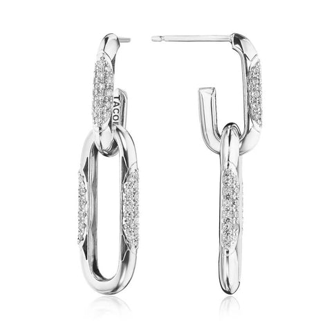 Tacori 18K White Gold Diamond Double Link Earrings FE822