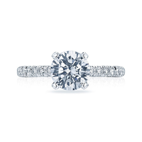 Tacori Petite Crescent Solid Bottom 18K White Gold Diamond Engagement Ring HT2545RD7W