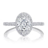 Tacori 18K White Gold Round Oval Bloom Engagement Ring HT2576RDOV65W