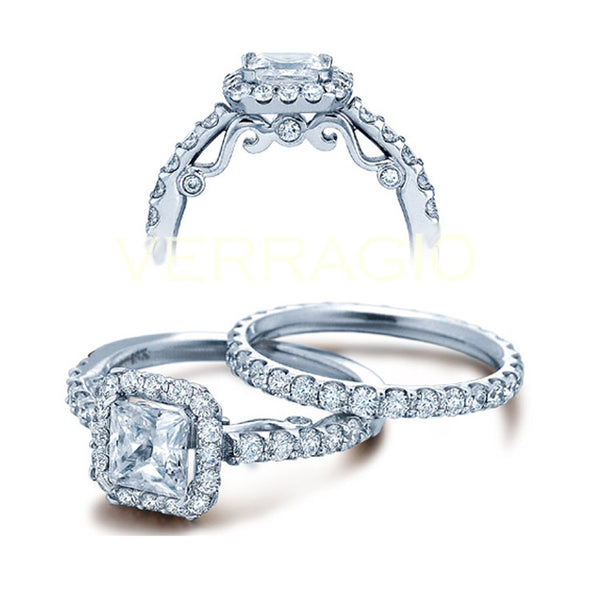 Verragio 18K White Gold Princess Center Halo Diamond Engagement Ring INSIGNIA-7005
