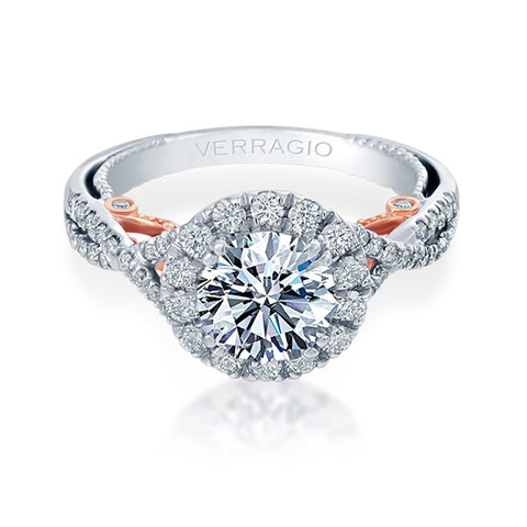 Verragio 14K White & Rose Gold Twisted Diamond Band Engagement Ring INSIGNIA-7086R-TT