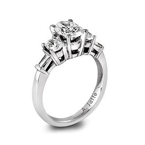 A.JAFFE 18K White Gold Three-Stone Diamond Engagement Ring ME1277