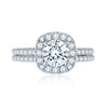 A.JAFFE Round Center with Cushion Halo Engagement Ring ME2202Q/157