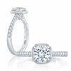 A.JAFFE ART DECO 18K White Gold Diamond Engagement Ring ME2261Q/124