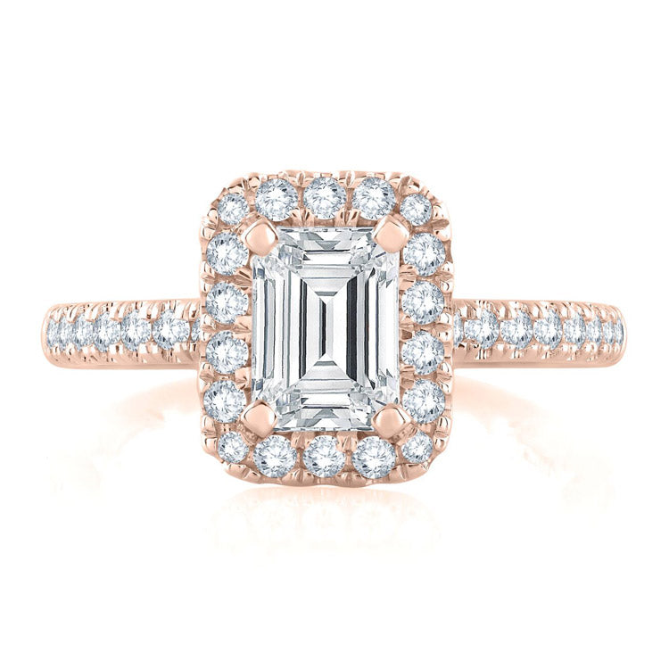 18K Rose Gold Emerald Cut Pirouette Engagement Ring