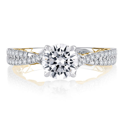 A.JAFFE Split Shank Two Tone Round Cut Diamond Engagement Ring MECRD2353Q/127