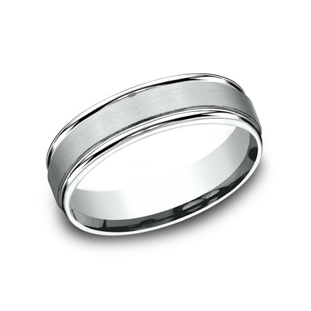 Benchmark 14K White Gold Comfort Fit 6MM Men's Wedding Band RECF7602S14KW