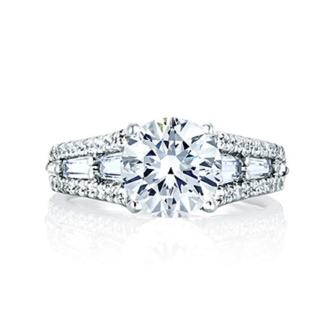 A.JAFFE Round Engagement Ring with Baguettes at Sides MES154/122