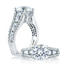 A.JAFFE Round Engagement Ring with Baguettes at Sides MES154/122