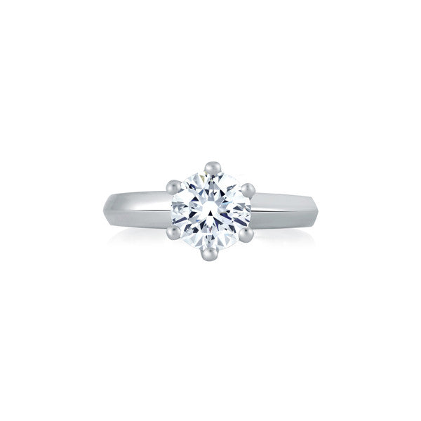 A.JAFFE 18K White Gold Six Prong Solitaire Engagement Ring MES391/100