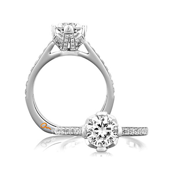 A.JAFFE 18K White Gold Round Center Diamond Engagement Ring MES488/137